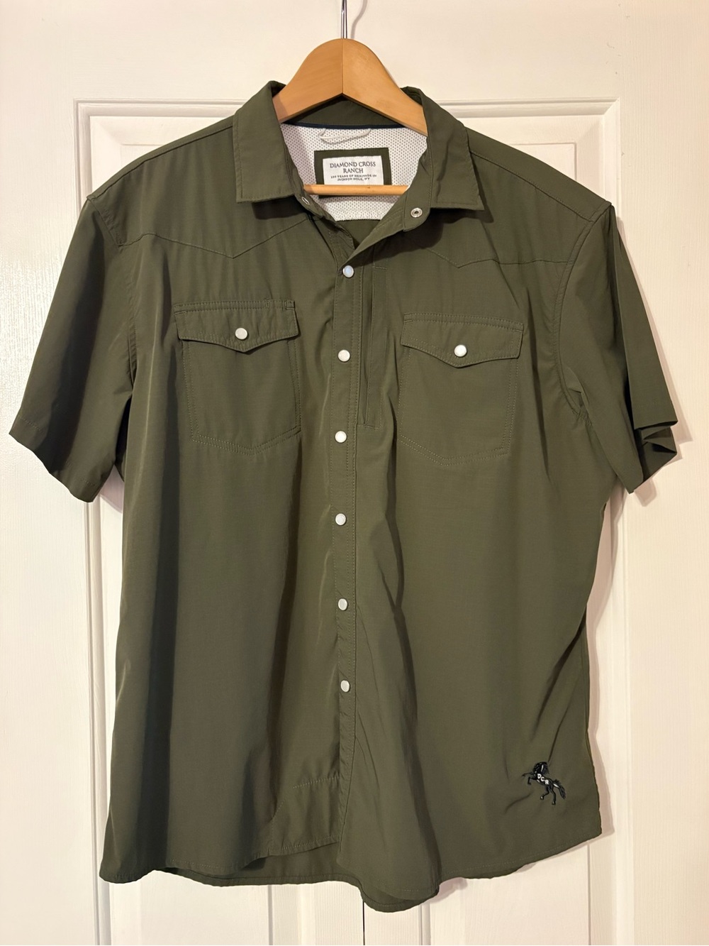 Diamond Cross Ranch Olive Green Short-Sleeve Western Shirt - 2XL